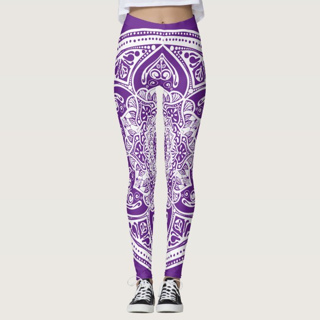 Eggplant Mandala Leggings (Front)