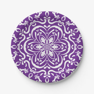 Eggplant Mandala Paper Plate