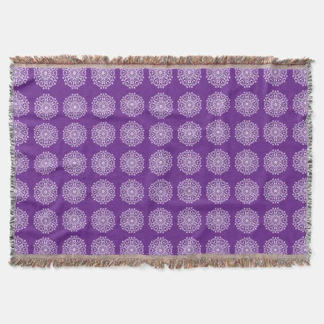 Eggplant Mandala Throw Blanket (Front)