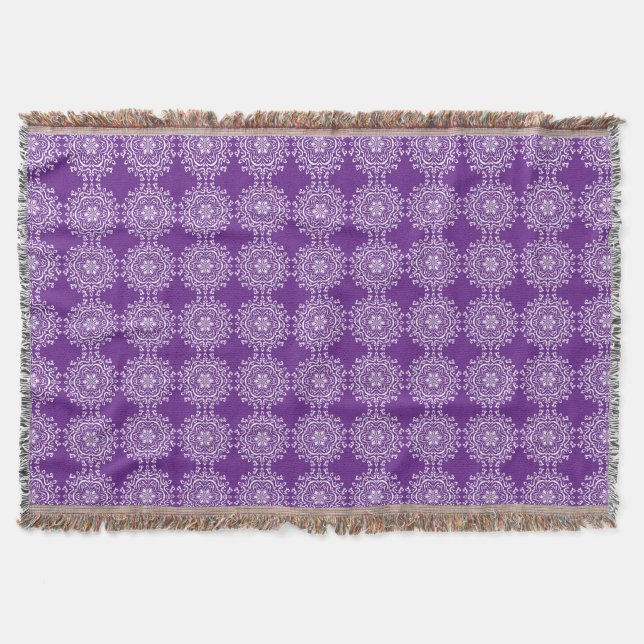 Eggplant Mandala Throw Blanket (Front)