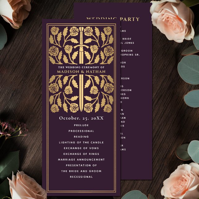 Eggplant Mediaeval Gold Sword Royal Wedding Program (Creator Uploaded)