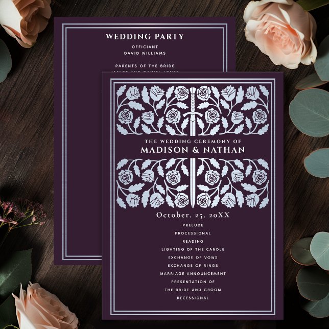 Eggplant Mediaeval Silver Sword Royal Wedding Program (Creator Uploaded)