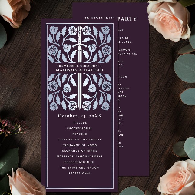 Eggplant Mediaeval Silver Sword Royal Wedding Program (Creator Uploaded)