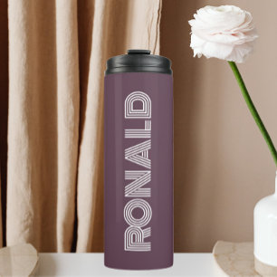 Eggplant Modern Typography Personalised Name Thermal Tumbler