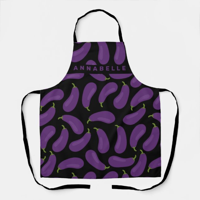 Eggplant Pattern Personalise Apron (Front)