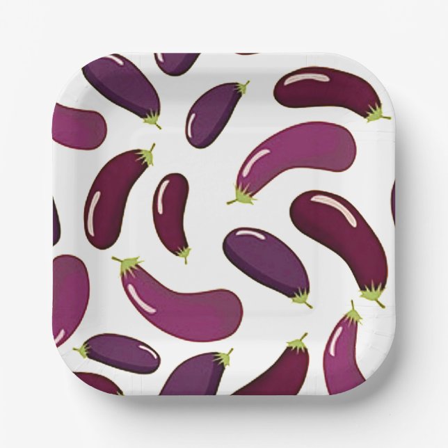 Eggplant Printed Paper Plate (Front)