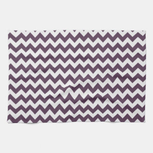 Eggplant Purple Chevron; zig zag Tea Towel