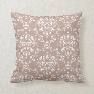 Eggplant Purple Damask Cushion