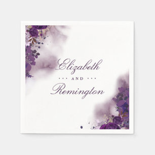 Eggplant Purple Floral Watercolor Napkin