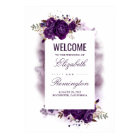 Eggplant Purple Floral Wedding Welcome Sign