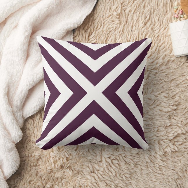 Eggplant Purple Geometric Decorative Throw Pillow (Blanket)