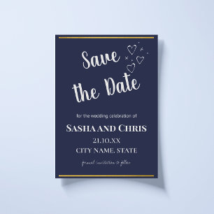 Eggplant Purple & Gold Simple Minimalistic Lovely Save The Date