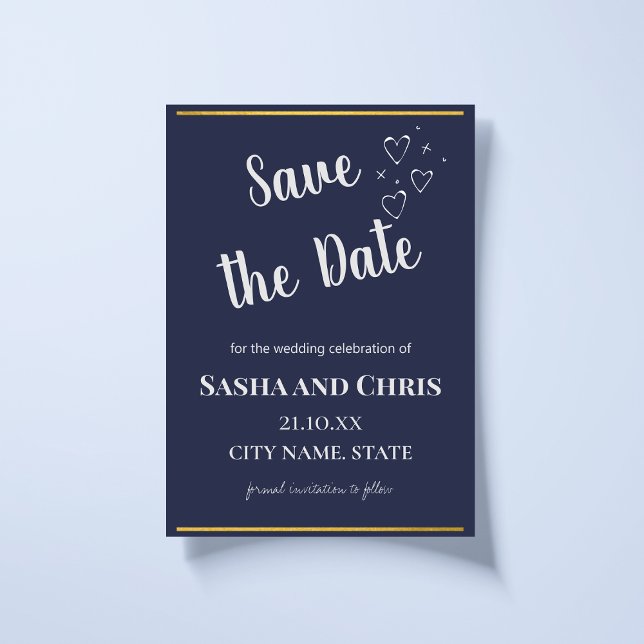Eggplant Purple & Gold Simple Minimalistic Lovely Save The Date (Creator Uploaded)