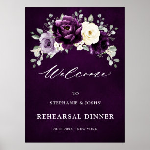 Eggplant Purple Plum Boho Rehearsal Dinner Welcome Poster