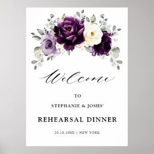 Eggplant Purple Plum Boho Rehearsal Dinner Welcome Poster