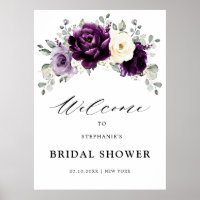 Eggplant Purple Plum Ivory Bridal Shower Welcome