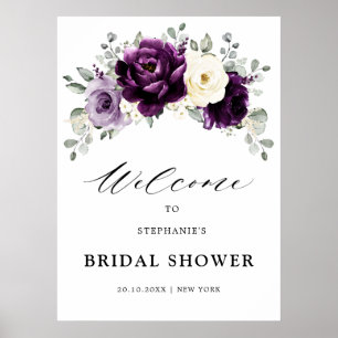 Eggplant Purple Plum Ivory Bridal Shower Welcome Poster