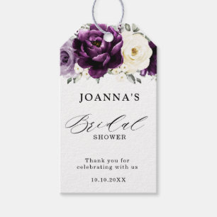 Eggplant Purple Plum Ivory White  Bridal Shower Gift Tags