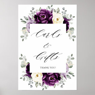 Eggplant Purple Plum Ivory White  Cards & Gifts    Poster
