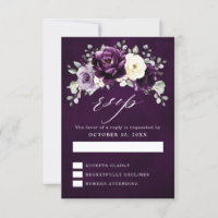 Eggplant Purple Plum Ivory White Floral Wedding RS
