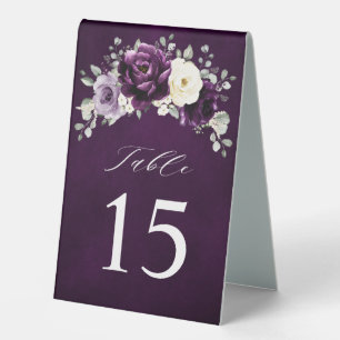 Eggplant Purple Plum Ivory White Floral Wedding Ta