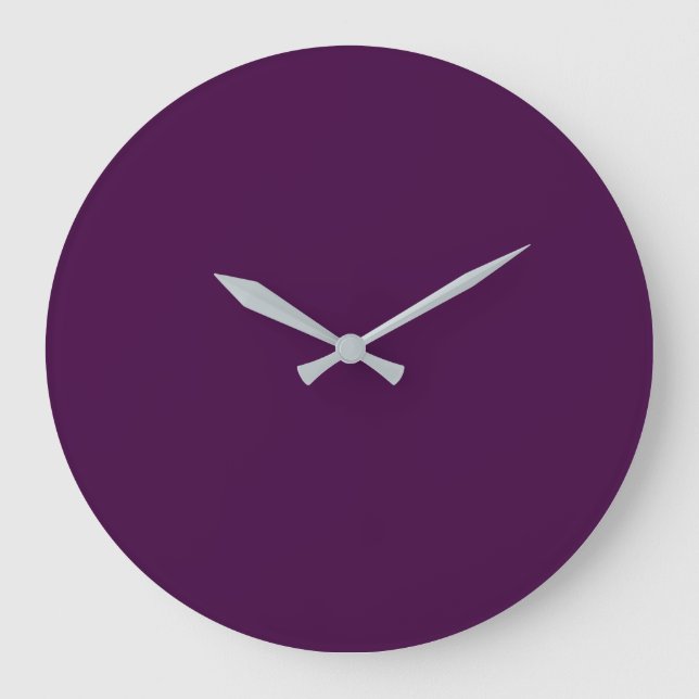Eggplant Purple Solid Color Large Clock (Front)