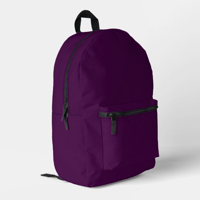 Eggplant Purple Solid Colour Printed Backpack (Back Corner Left)