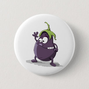 Eggplant purple vegetable eyes 6 cm round badge