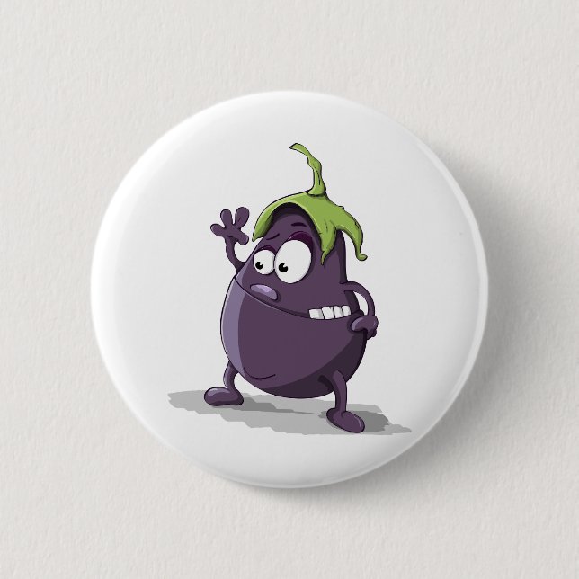 Eggplant purple vegetable eyes 6 cm round badge (Front)