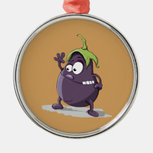Eggplant purple vegetable eyes metal ornament