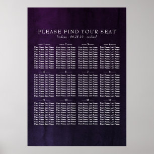 Eggplant Purple Watercolors Wedding Seating Chart