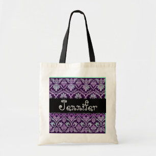 Eggplant Purple Wedding Damask Bridesmaid Bag