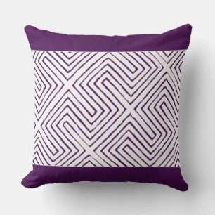 Eggplant Purple White African Mud Cloth pattern Cushion