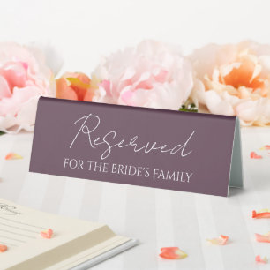 Eggplant Reserved for Bride's Family Wedding