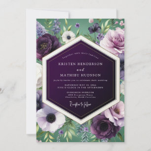 Eggplant Rich Botanical Wedding Invitation