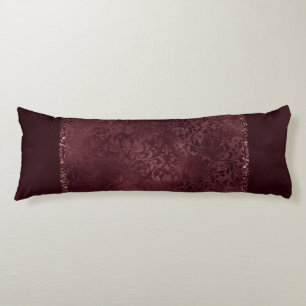 Eggplant Romance   Purple Satin Grunge Rose Damask Body Cushion