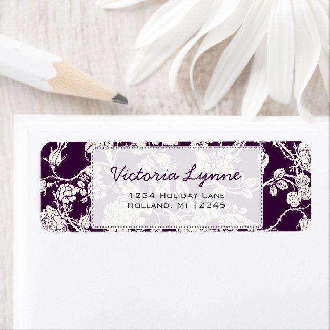 Eggplant Roses Return Address Label (Insitu)
