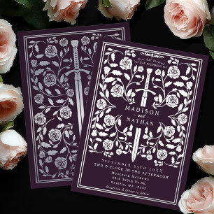 Eggplant Royal Mediaeval Silver Sword Wedding