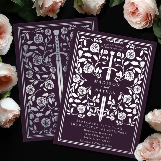 Eggplant Royal Mediaeval Silver Sword Wedding (Creator Uploaded)