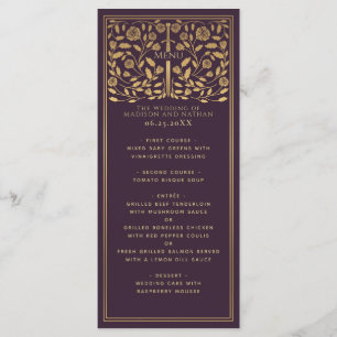 Eggplant Royal Mediaeval Sword Wedding Flat Menu