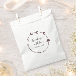 Eggplant Simple Heart Wreath Wedding Favour Bag