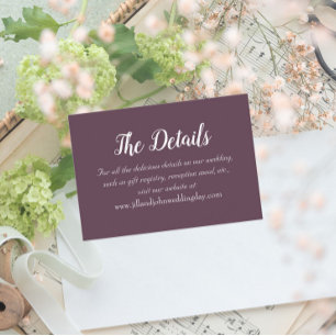 Eggplant Simple Style Wedding Details Enclosure Card