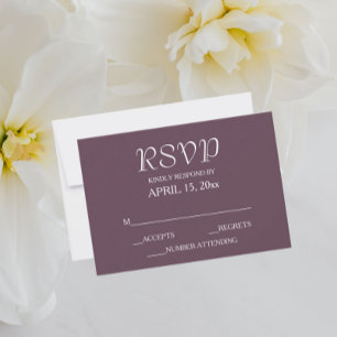 Eggplant Simple Style Wedding RSVP Card