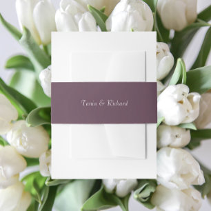 Eggplant Simple Stylised Name Wedding Invitation Belly Band
