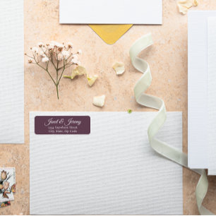 Eggplant Stylised Names Wedding Return Address Label