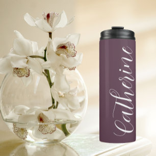 Eggplant Stylised Wedding Bridesmaid Name Thermal Tumbler