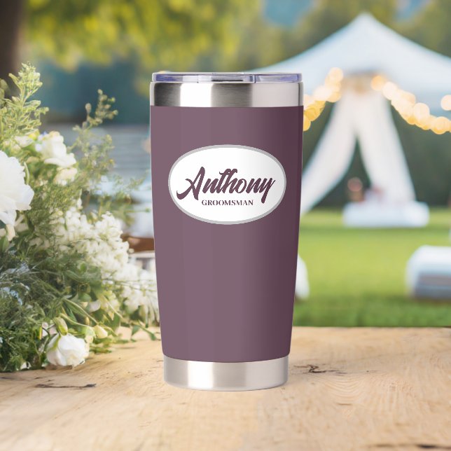 Eggplant Stylised Wedding Groomsman Insulated Tumbler (Wedding (Rotated))