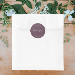 Eggplant Stylised Wedding Thank You Classic Round Sticker