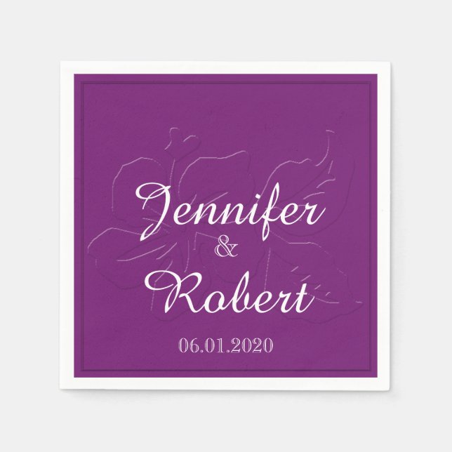 Eggplant Tone on Tone Wedding Napkin (Front)