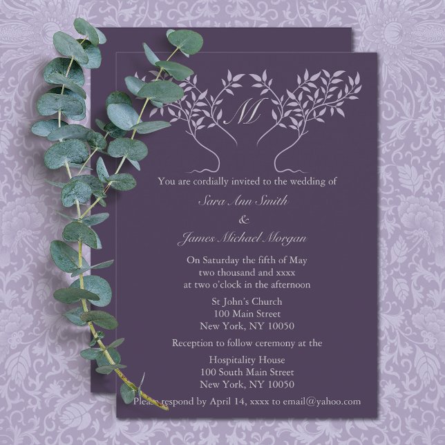 Eggplant Tree of Life Wedding Invitation (Creator Uploaded)